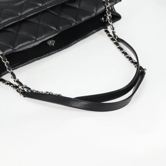 CHANEL Matelasse COCO Mark Chain Bag Grained Calf Skin Black Silver CC Auth - Picture 4 of 15